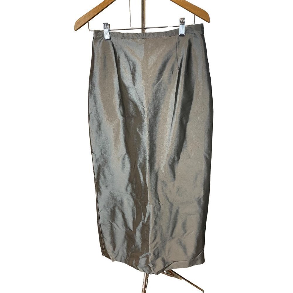 Finity Shiny Silver Long Straight Formal Event Skirt Sz 10